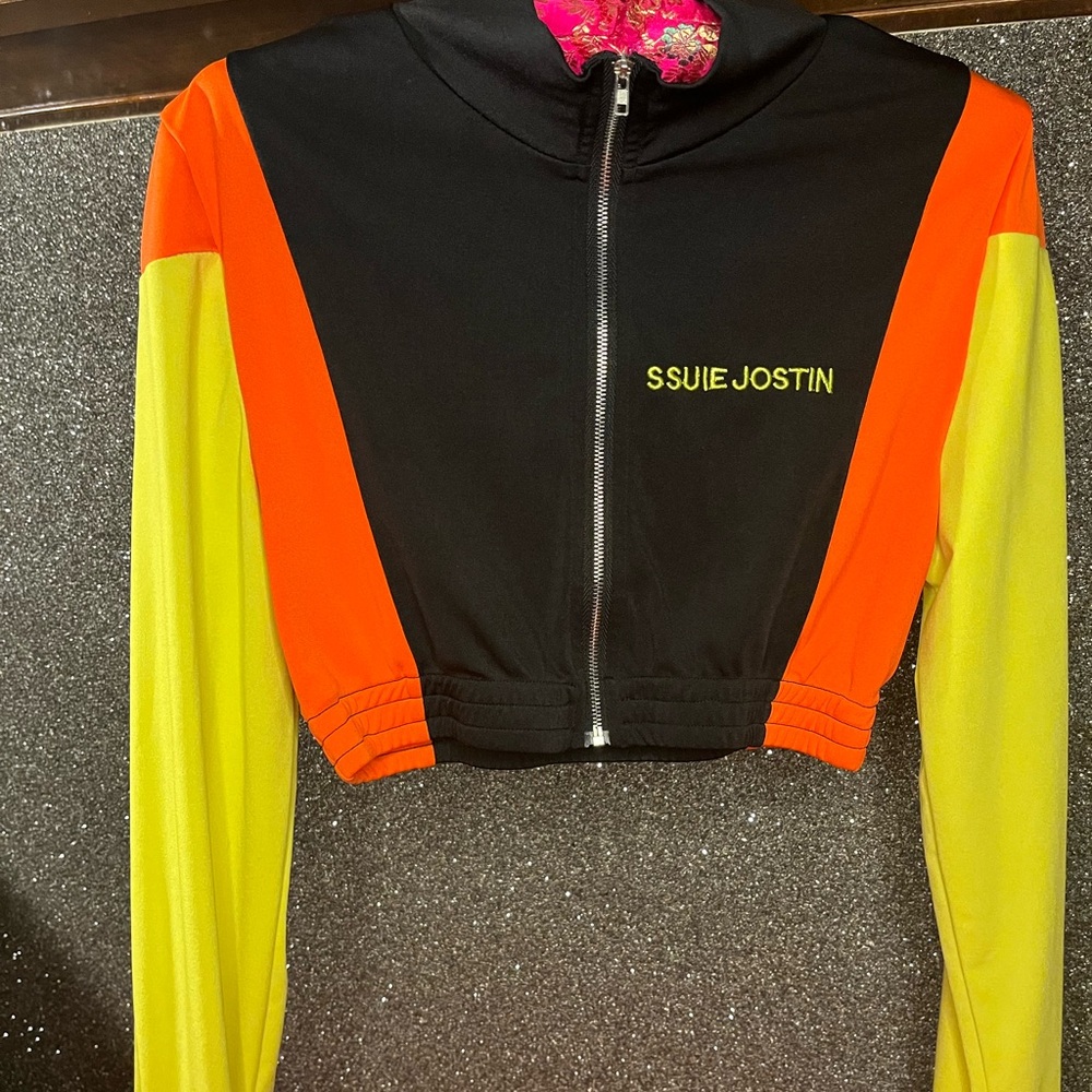 Colorful Cropped Jacket with Zip - Picture 2 of 4